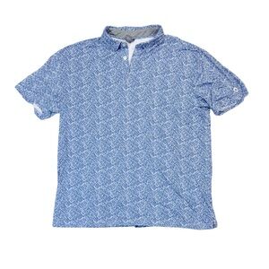 Anderson Ord mens XL blue geometric print performance golf polo shirt EUC